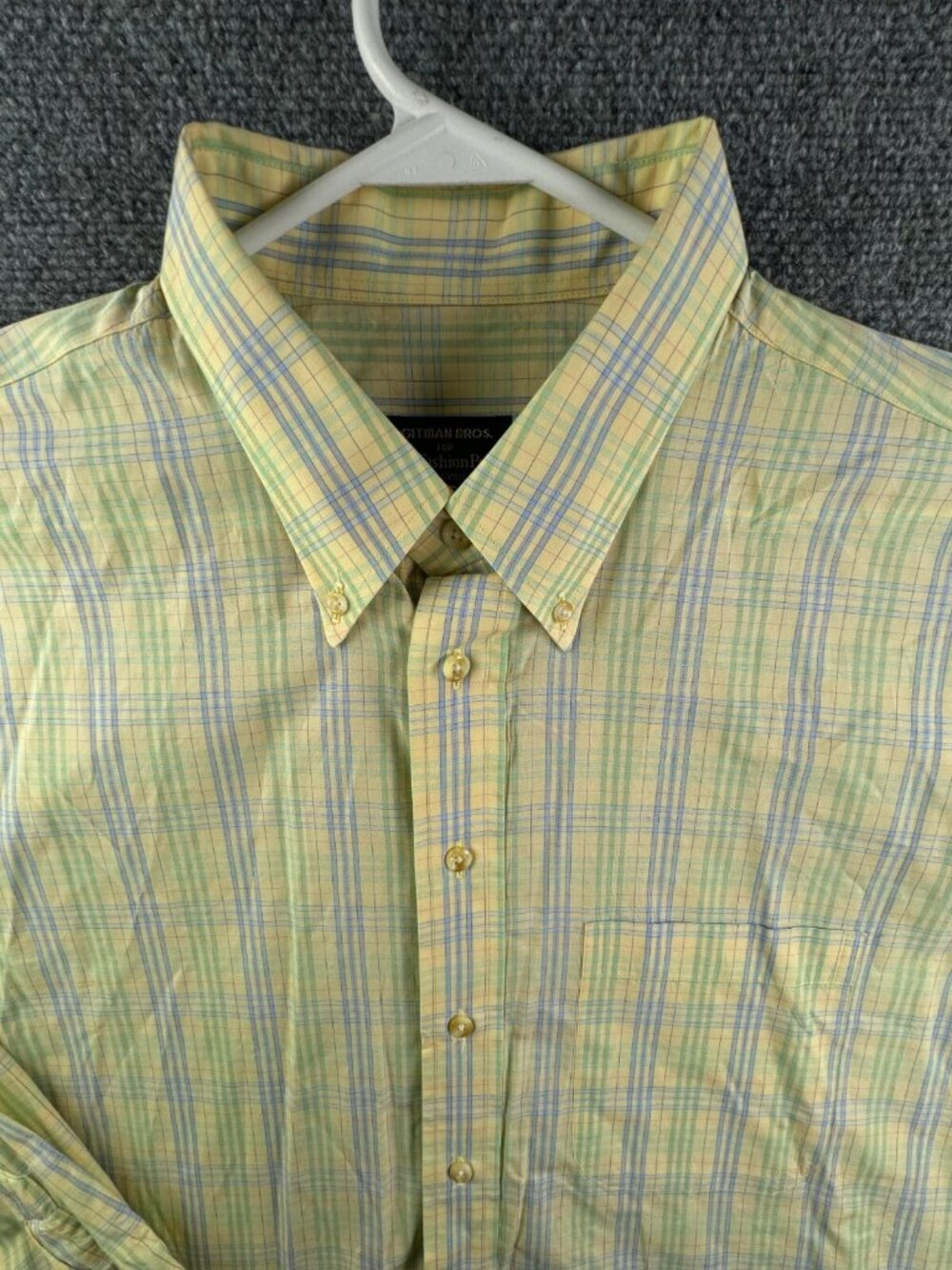 Gitman Bros Button Up Shirt XL Plaid Yellow Blue Fashion Post Louisville KY
